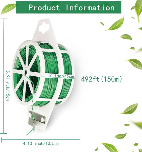 Twist Tie,plant Ties,492ft (150m) green cable ties with Cutter,Garden Plant Ties Reusable,Green Twist Ties for Gardening Climbing Plants, flowers,...