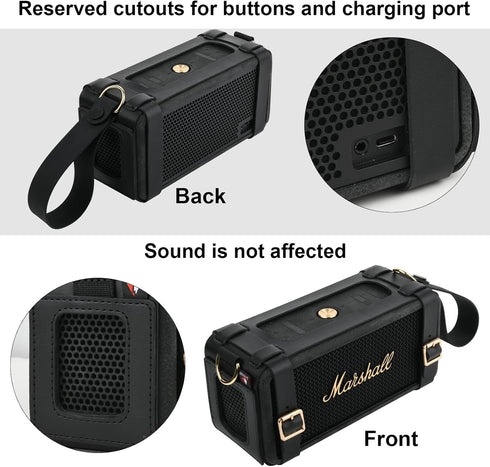 TXEsign Travel Carrying Case for Marshall Middleton Portable Bluetooth Speaker, with Shoulder Strap Protective Cover Replacement Strap Carrying PU...