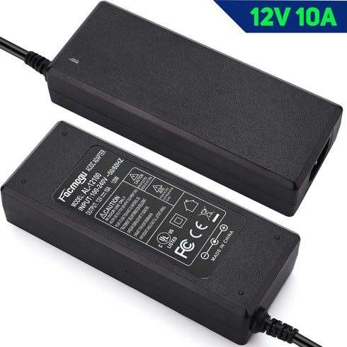 Facmogu 12V 10A Power Supply AC to DC Adapter, AC to DC Converter 100V-240V to 12V 10A 120W, 12 Volts 10 Amps Power Transformer 5.5x2.5mm & 5.5x2....
