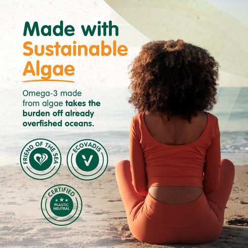 OmegaVia Vegan Omega 3 Supplement, 60 Softgels, Algae Omega 3 Fish Oil Alternative, 300mg Vegan DHA Omega-3 Fatty Acids, Plant Based, Planet and O...