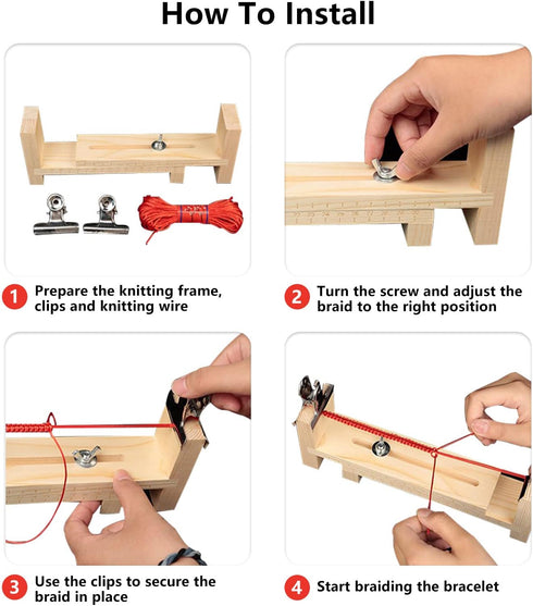 Xximuim Paracord Jig Bracelet Maker Wood Jig Bracelet Maker U Shape Clear Scale Bracelet with 2 Clamp DIY Hand Knitting Bracelet Jig Bracelet Brai...