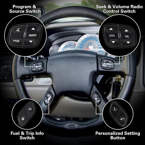 LCWRGS Steering Wheel Control Switch Button Compatible with 2003-2009 Chevy Silverado Suburban Tahoe, GMC Sierra Yukon Envoy, Cadillac Escalad, Re...