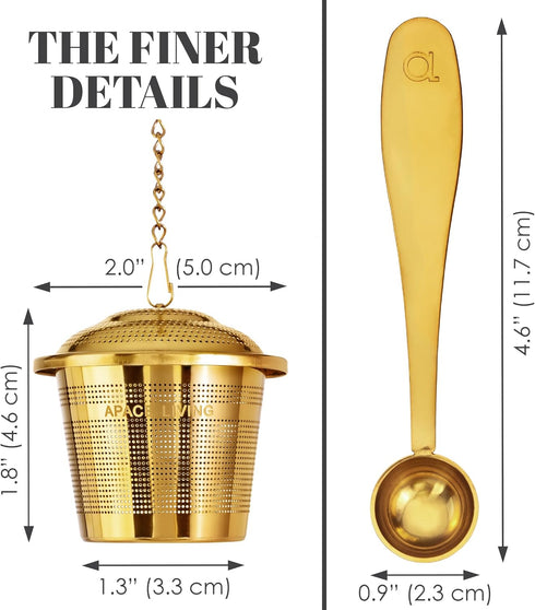 Tea Infuser (Set of 2) with Tea Scoop and Drip Dray - Ultra Fine Tea Strainer for Loose Leaf Tea - Stainless Steel Tea Steeper for a Superior Brew...