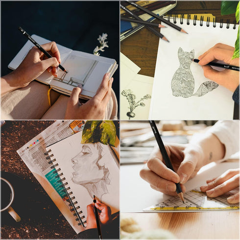 Drawing Sketching Pencil Set - 22 Piece Graphite Pencils, White Gel Pen, White Charcoal Pencils, Eraser Pencils, Erasers, Blending Stumps for Draw...