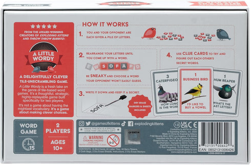 A Little Wordy by Exploding Kittens - A Clever Scramble Word Game of Tiles, Cards, and Clues - 2 Player Board Games for Adults and Teens, Letter T...