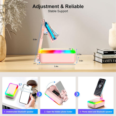 JTEMAN Gifts for Women Cell Phone Stand with Bluetooth Speaker and Light, Portable Lanyard, Cool Tech Gifts for Wife Mom Women Men, Unique Birthda...