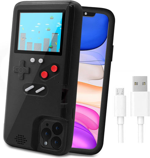LucBuy Game Console Case Compatible for iPhone 11, Retro Protective Cover Self-Powered Case with 36 Small Games, Full Color Display, Shockproof Vi...
