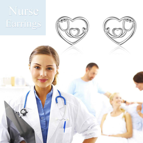 YFN Nursing Themed Stud Earrings Sterling Silver Jewelry Gift for Nurse...