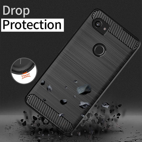 for Google Pixel 2 XL Slim Case,Thin Soft Flexible TPU Rubber Gel Skin Silicone Anti-Scratch Shock Absorption Carbon Fiber Protective Cases Cover ...