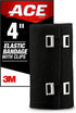 ACE 4 Inch Elastic Bandage with with Clips, Black, Great for Leg, Shoulder and More, 1 Count...