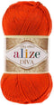 Alize Diva Silk Effect 100% Microfiber Acrylic Sport Yarn 1 Ball skeins 100gr 383yds Color (37 - Orange)......