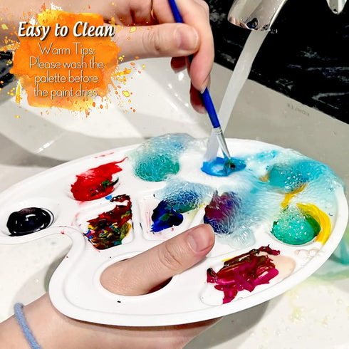 FANDAMEI Oval Paint Palette Tray, Plastic Paint Tray Palette, Painting Palette, Paint Tray Palettes Paint Pallets with Thumb Hole for Adults & Kid...