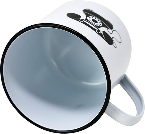Modern Retro Enamel Mug Camping Mug in Vintage Enamelware Designs – Fun Metal Coffee Mug and Durable Camping Cup - Tin Mugs for Coffee (or Whiskey...