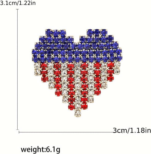 KKAMAGI American Flag Brooch Pin Patriotic Crystal Rhinestone Heart Shaped Lapel Brooch Fashion Jewelry for Men and Women...