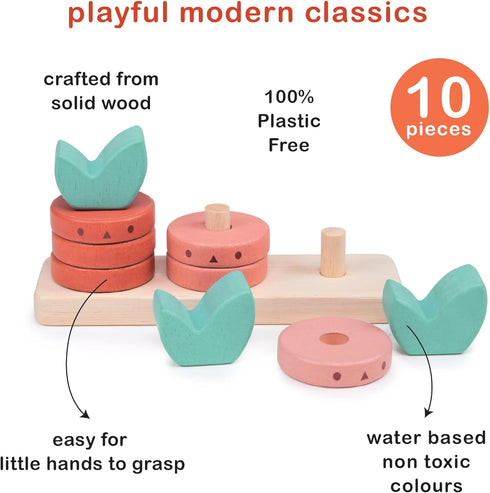 Toys - Counting Vegetables - 10pcs Stacking Wooden Ring Set - Counting and Stacking Toddler Toy - Boost Fine Motor Skills - Toddler Educational To...