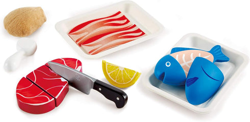 Hape Tasty Proteins Set | Wooden Pretend Play Food Set for Kids, Basic Play Cooking Ingredients and Accessories Set, Multicolor...