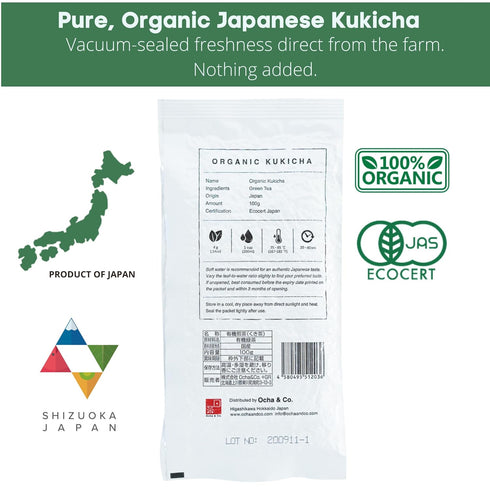 Ocha & Co. Organic Kukicha Twig Tea - Organic Green Tea from Stems & Leaf - Loose Leaf Japanese Green Tea - Nutty, Honey and Citrus Taste Twig Tea...