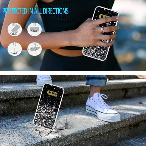 Compatible with Samsung S10e Case Glitter Clear Green,Phone Samsung Galaxy S10e Case Silicone Transparent Soft TPU Women Girls Shockproof Protecti...