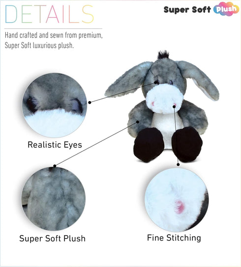 DolliBu Plush Donkey Stuffed Animal - Soft Plush Huggable Grey Donkey Toy, Adorable Floppy Donkey Stuffed Toy, Donkey Gifts for Donkey Lovers for ...