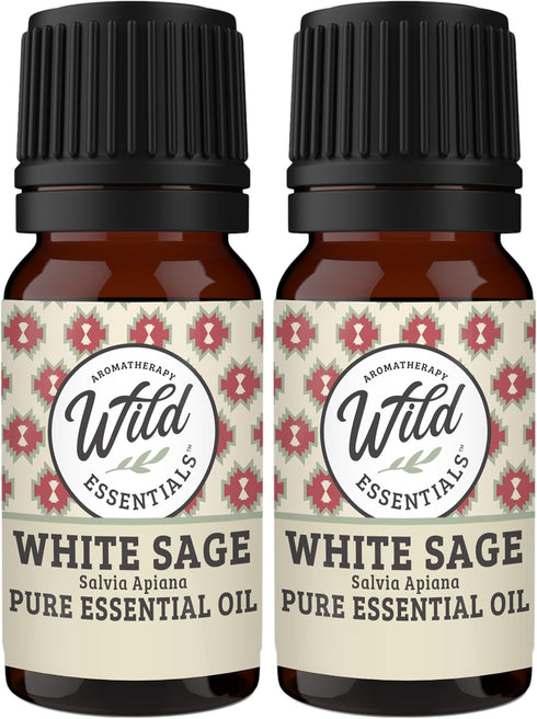 Wild Essentials White Sage 2 Pack of 100% Pure Essential Oil - 10ml, Premium Grade, Made and Bottled in The USA, Cleansing, Purifying, Relaxing...
