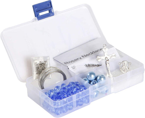Linpeng Sky Blue Glass Crystal Pearl Beads Rosary Jewerly Kit, Rosary Making Supplies, Gift for Beader, 1 Pack...