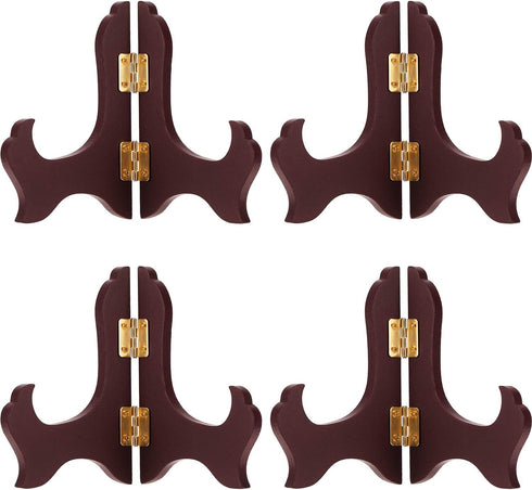 Tatuo 4 Packs Wooden Display Stand Plate Holder Easels (4 Inch, Red)...