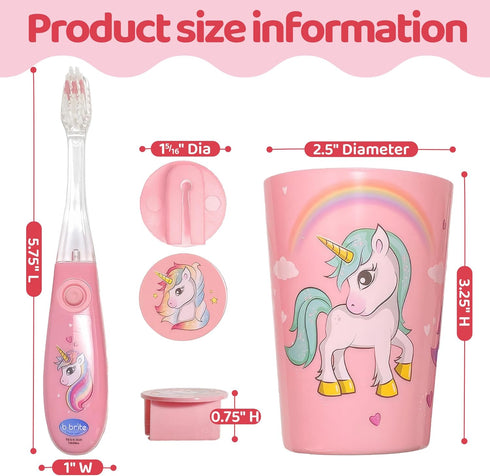 Lily's Home Kids Flashing Timer Toothbrush Kids with Soft Bristles, Rising Cup & Cover - Fun 2-Min Light-Up Brushing for Children - Toddler Toothb...