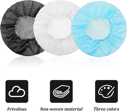 300 Pieces Disposable Headphone Covers Non Woven Sanitary Headphone Ear Covers Black Fabric Headset Covers Ear Pad Covers for Headphones (White, B...