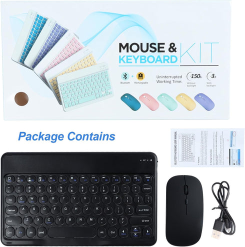 Bluetooth Keyboard and Mouse Combo,Rechargeable keyboard mouse combo,Ultra-Slim Portable Compact Wireless Mouse Keyboard Set for iPad/iPad Pro/iPa...