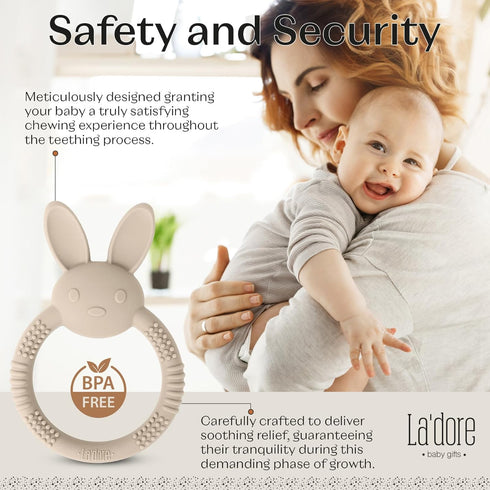 Silicone Baby Bunny Teething Toys - Silicone Teether Toys for Babies 0-6 Months - Cute Animal-Shaped Teething Relief, Easy to Clean Teething Ring ...