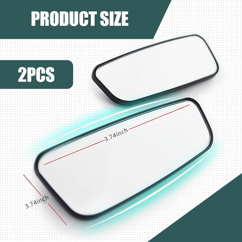 2 PCS Car Rearview Mirror Blind Spot Mirror, 3.7 x 1.4" Curved Rectangular Mirror to Expand Field of View, Angle Adjustable Reversing Parking Auxi...