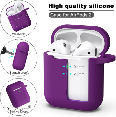 R-fun Compatible with AirPods Case Cover, Soft Silicone Protective Cover with Keychain for Women Men Compatible with Apple AirPods 2nd 1st Generat...