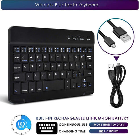 DETUOSI Universal 7-8 inch Wireless Keyboard, Multi-Device Travel Portable Ultrathin (6mm) Lightweight Wireless Keyboard for iOS/Android/Windows T...