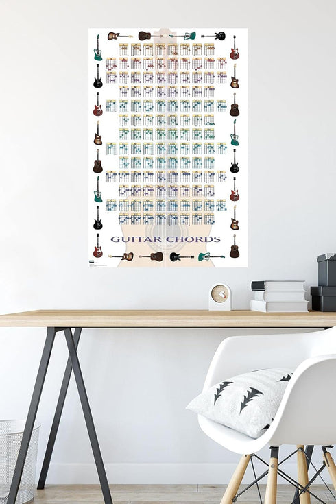 Trends International Guitar Chords II - Learn to Play Guitar Wall Poster, 22.375" x 34", Poster & Mount Bundle...