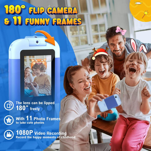 Toys for 3 4 5 6 Year Old Boys Kids MP3 Music Player with Flip Camera, Games, Alarm Clock Toddler Phone Educational Toys Birthday Gifts for Boys A...