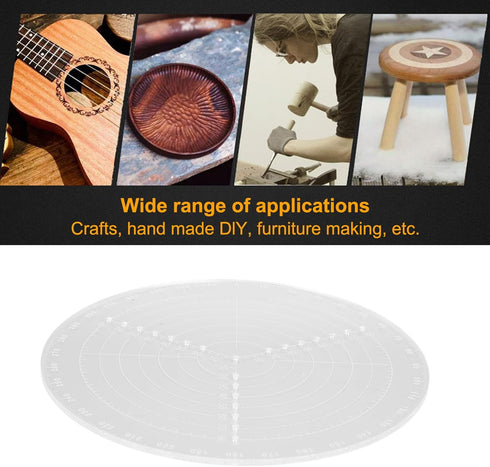 Round Center Finder with Clear Scales Acrylic DlY Woodworking Circle Gauge(Small (diameter 20cm))...
