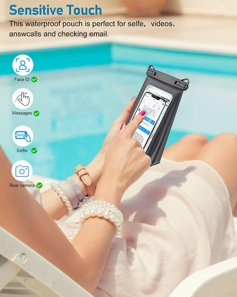 Large Waterproof Phone Pouch Universal Phone Waterproof Case for Phone IPX8 Water Proof Dry Bag with Wide Lanyard Large Capacity Waterproof Bag fo...