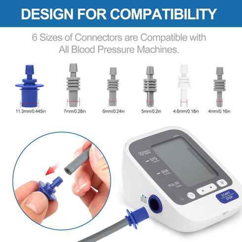 Full-Size Blood Pressure Replacement Cuffs - 5.9-9.5 & 9-21 Inches, Fit Small Medium Large XL XLarge Extra Large Big Arms, 6 Sizes of Connectors C...