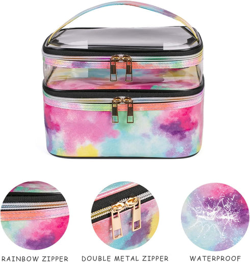 Cosmetic Bag Makeup Bag Travel Cosmetic Bags for Women Makeup bags Cases Portable Waterproof Foldable (Tie-Dye)...