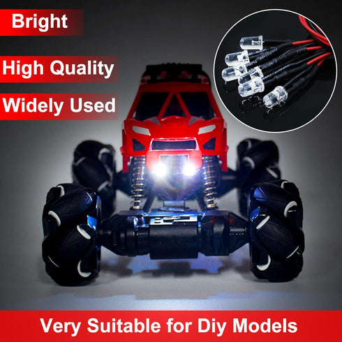 50pcs 12 Volt 5mm Red LED Lights Emitting Diodes Pre Wired 7.9 inch DC 12v LED Light Clear Lens Small LED Lamps (Multicolor)...
