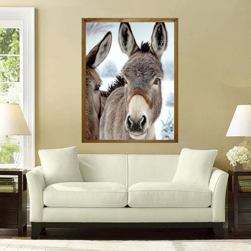 TUTUMAY21 Donkey Diamond Painting Kits Winter Donkey Art Painting 5D DIY Full Round Drill Adults Beginners, Personalized Gifts for Family Friends ...