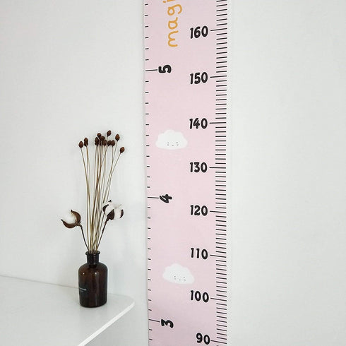 Kids Growth Chart, Wood Frame Fabric Canvas Height Measurement Ruler from Baby to Adult for Child's Room Decoration 7.9 x 79in (7.9 x 79in, Pink -...
