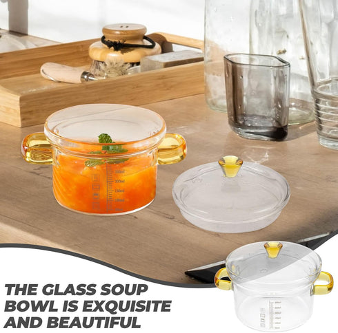 CALLARON Glass Saucepan Stovetop Milk Butter Warmer Stew Simmer Noodle Cookware with Cover and Dual Handle for Pasta Chocolate Melting Coffee Tea ...