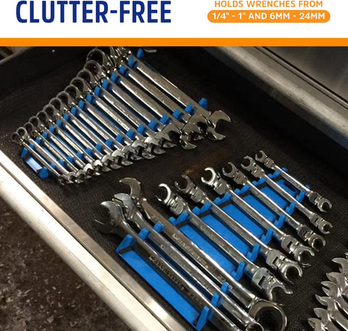 Protoco 3021 Standard Wrench Rack, 15 Piece Magnetic, Tool Organizer for Tool Box, Tool Cart or Wall Mounted, Red...