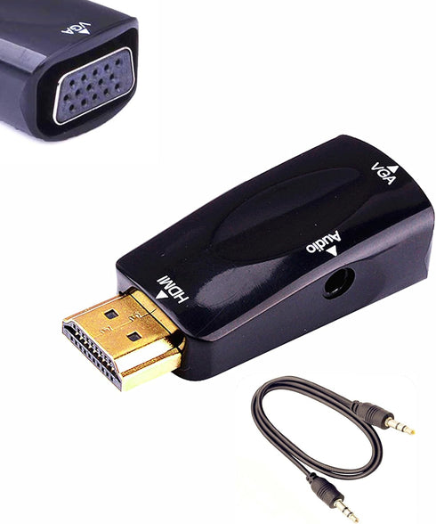 HDMI to VGA Adapter Converter with 3.5mm Audio Jack Cable 50cm VGA Female to HDMI Male Gold Plated Connector for HDTV PC Desktop Monitor Laptop Pr...
