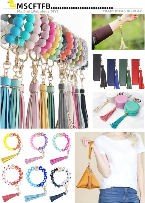 10pcs Tassel Purse Charm,Leather Keychain,Key Chain for Car Keyring Purse Accessory Bag Charm Gift for Mom...