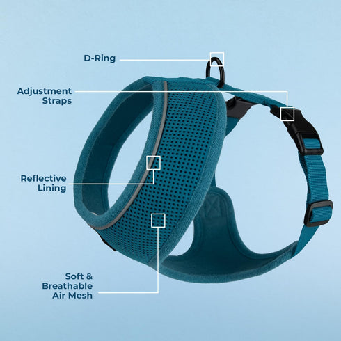 AeroLite No Pull Mesh Dog Harness with Lightweight, Soft, Breathable Chest Coverage, Reflective Stitching, and Adjustable Straps for Walking, Runn...