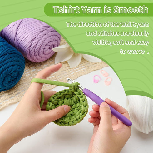 Comtest T-Shirt Yarn Knitting Yarn for DIY Bag Blanket Cushion Handmade Crochet Elastic Fabric Yarn 0.88Lb Green......