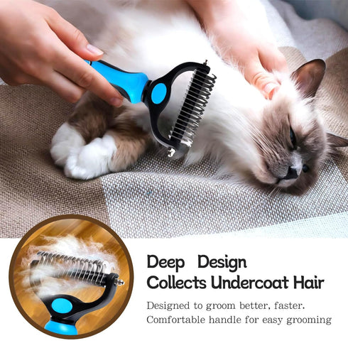 Pet Grooming Brush and Metal Comb Double Sided Long Hair Pet Undercoat Cleaner Knotting Comb for Cats for Dogs and Pet Cats Removes Mats and Lint ...