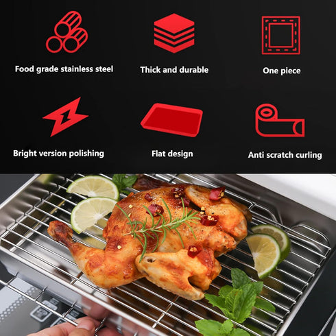 Stainless Steel Roasting Pan with Rack, Drains Water and Oil, Non Stick Surface, Healthy Material, 5cm Deep Edges, for Cooking and Baking (23.5 * ...